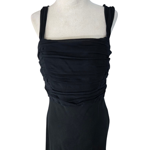 Ann Taylor Asymmetrical Prom Flowy   Black Chiffon Sleek Maxi Dress Size 8 - Picture 9 of 16